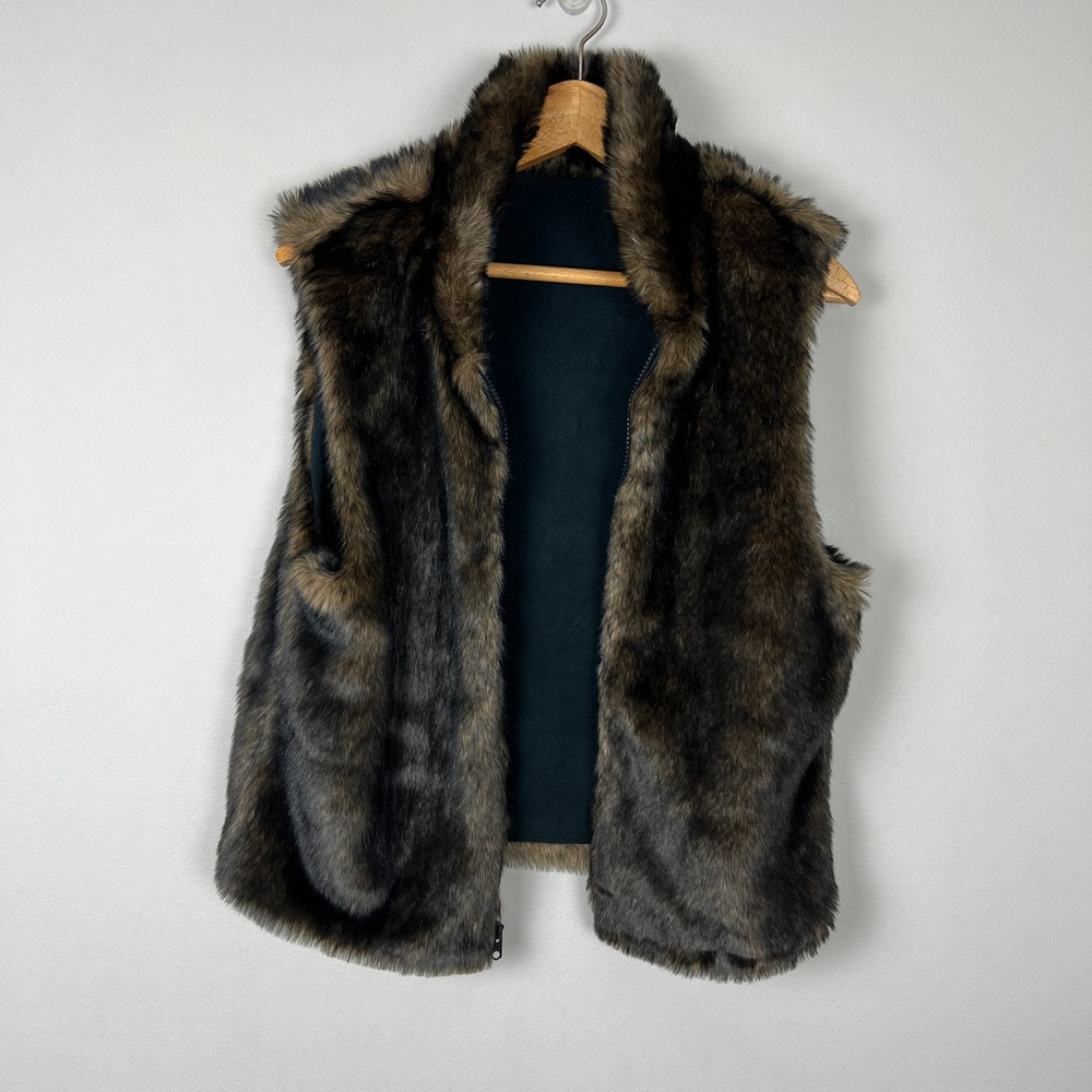 Abercrombie & Fitch Parka Jacket Womens Small Black Faux Fur Lined Hooded Winter - Picture 12 of 16